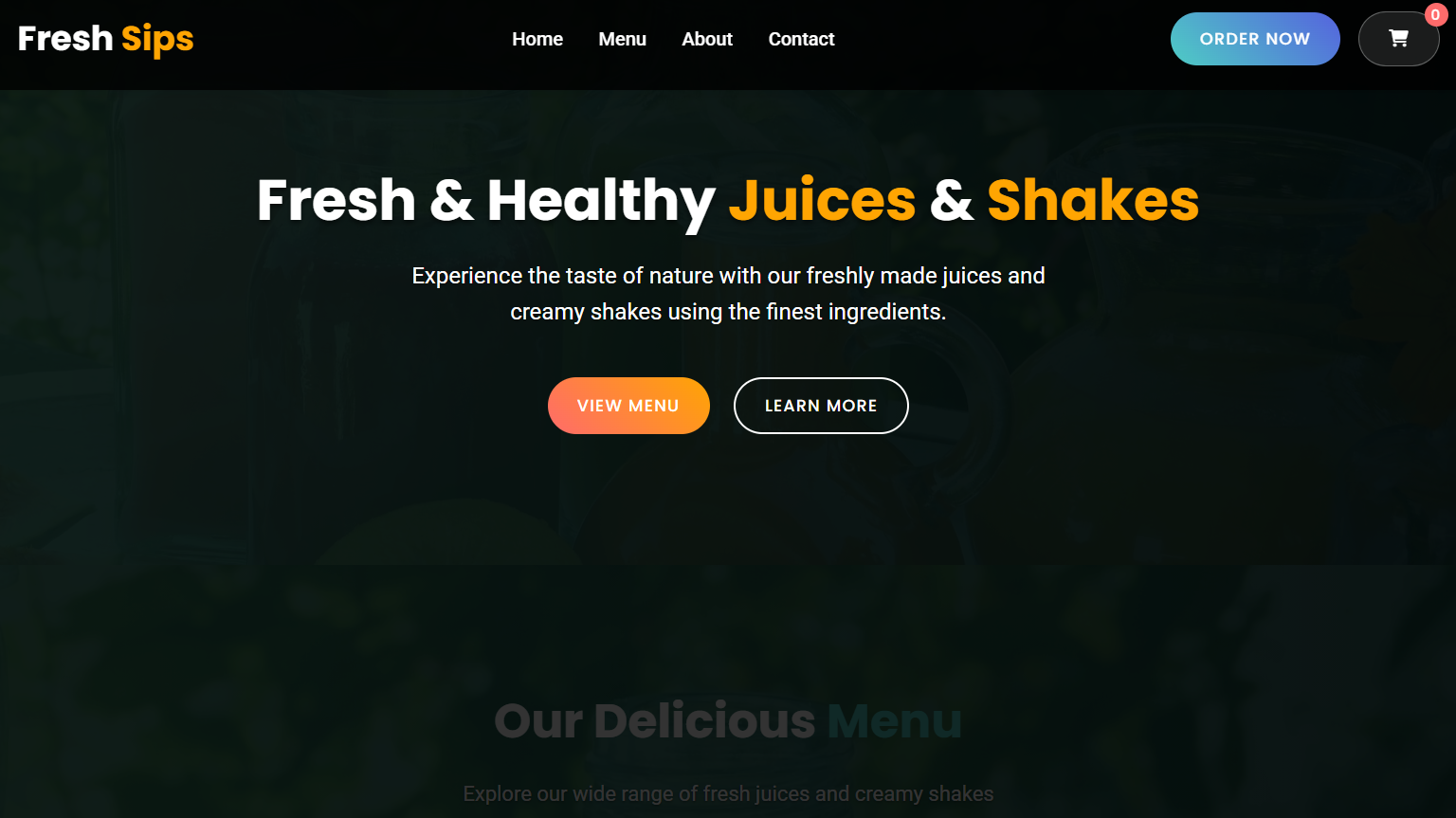 Fresh Sips juice store website built by ZENSTRO small business website India